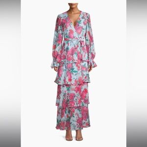 NWT Hutch Bardot Floral Wrap Anthropologie tiered long sleeve Maxi Dress size 0X
